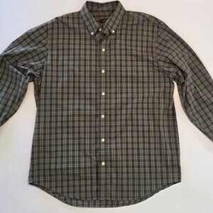 Arrow USA 1851 Plaid Button-Down Shirt, Men's LG, Forest Green Plaid